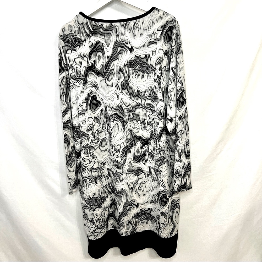 MICHAEL Shift Dress Mod Print Long Sleeves Black & White sz 1X - Picture 4 of 12